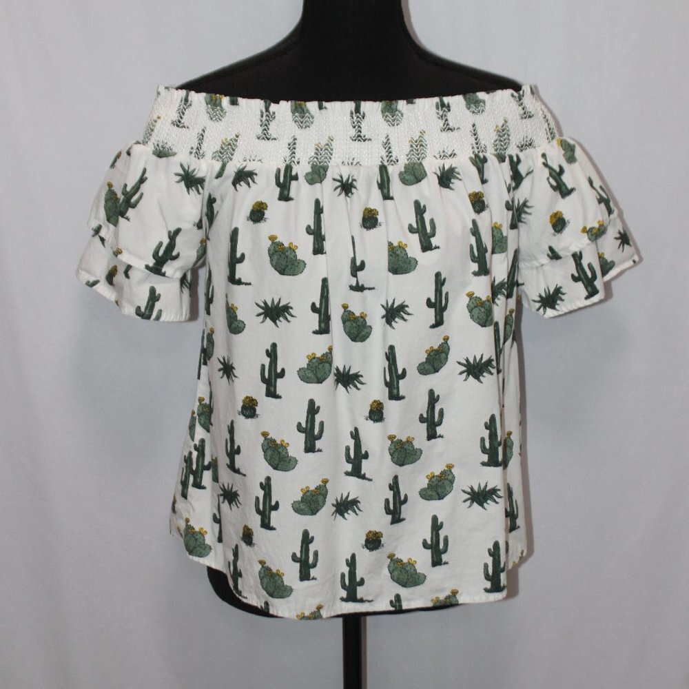Blue Rain Cactus Off the Shoulders Top